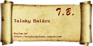 Teleky Balázs névjegykártya